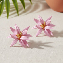 Load image into Gallery viewer, Stud Pink Tropical Flower Oversized Petal Earrings