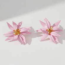 Load image into Gallery viewer, Stud Pink Tropical Flower Oversized Petal Earrings