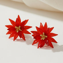 Load image into Gallery viewer, Stud Red Tropical Flower Oversized Petal Earrings
