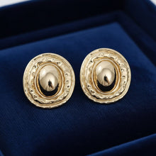 Load image into Gallery viewer, Stud Gold Organic Oval Domed Metal Earrings