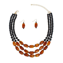 Load image into Gallery viewer, Beaded Warm Caramel Swirls 3 Layer Necklace Women