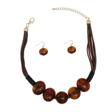 Load image into Gallery viewer, Beaded Chunky Brown Artisan Bead Cord Necklace