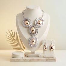 Load image into Gallery viewer, Pendant Silver Organic Oval Gold Dome Necklace