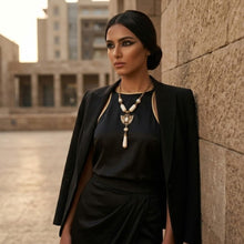 Load image into Gallery viewer, Egyptian Gold Scarab Ivory Pendant Necklace