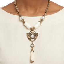 Load image into Gallery viewer, Egyptian Gold Scarab Ivory Pendant Necklace