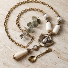 Load image into Gallery viewer, Egyptian Gold Scarab Ivory Pendant Necklace