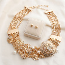 Load image into Gallery viewer, Opulent Aurbo Crystal Pearl Chainmaille Collar Set