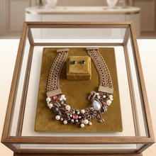 Load image into Gallery viewer, Opulent Gold Pink Flamingo Statement Necklace