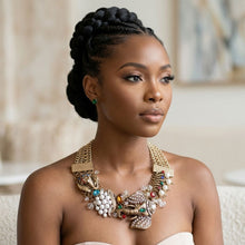 Load image into Gallery viewer, Opulent African Elephant Multicolor Collar Necklace