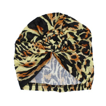 Load image into Gallery viewer, Turban Pre-Tied Knot Yellow Animal Print for Women