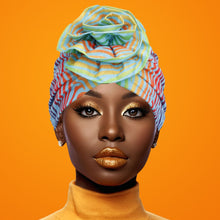 Load image into Gallery viewer, Turban Pre-Tied Flower Green Ombre Zebra for Women