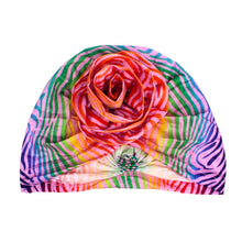 Load image into Gallery viewer, Turban Pre-Tied Flower Light Pink Zebra Women