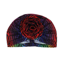Load image into Gallery viewer, Turban Pre-Tied Flower Red Ombre Zebra for Women