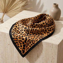 Load image into Gallery viewer, Silky Square Camel Leopard Print Fashion Scarf