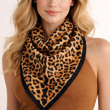 Load image into Gallery viewer, Silky Square Camel Leopard Print Fashion Scarf