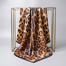 Load image into Gallery viewer, Silky Square Camel Leopard Print Fashion Scarf