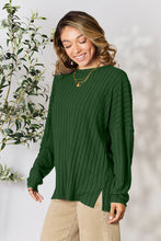 Load image into Gallery viewer, Basic Bae Full Size Ribbed Round Neck Slit Knit Top -