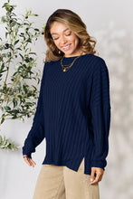 Load image into Gallery viewer, Basic Bae Full Size Ribbed Round Neck Slit Knit Top -