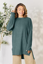 Load image into Gallery viewer, Basic Bae Full Size Ribbed Round Neck Long Sleeve Slit Top