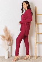 Load image into Gallery viewer, Basic Bae Full Size Ribbed Round Neck High-Low Slit Top and Pants Set