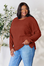 Load image into Gallery viewer, Basic Bae Full Size Ribbed Round Neck Slit Knit Top -