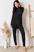 Load image into Gallery viewer, Basic Bae Full Size Ribbed Round Neck High-Low Slit Top and Pants Set