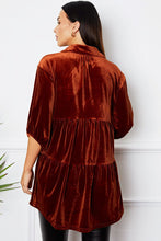 Load image into Gallery viewer, Velvet Tiered Button Up Collared Neck Shirt