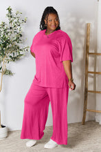 Load image into Gallery viewer, Double Take Full Size Round Neck Slit Top and Pants Set
