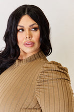 Load image into Gallery viewer, Basic Bae Full Size Ribbed Mock Neck Puff Sleeve T-Shirt