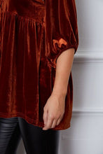 Load image into Gallery viewer, Velvet Tiered Button Up Collared Neck Shirt