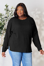Load image into Gallery viewer, Basic Bae Full Size Ribbed Round Neck Slit Knit Top -