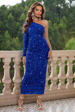 Load image into Gallery viewer, One-Shoulder Long Sleeve Dress