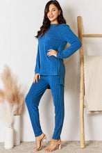 Load image into Gallery viewer, Basic Bae Full Size Ribbed Round Neck High-Low Slit Top and Pants Set