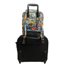 Load image into Gallery viewer, Black Graffiti Trolley Sleeve Backpack
