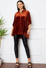 Load image into Gallery viewer, Velvet Tiered Button Up Collared Neck Shirt