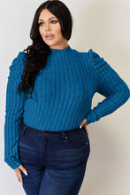 Load image into Gallery viewer, Basic Bae Full Size Ribbed Mock Neck Puff Sleeve T-Shirt