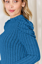 Load image into Gallery viewer, Basic Bae Full Size Ribbed Mock Neck Puff Sleeve T-Shirt