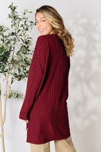 Load image into Gallery viewer, Basic Bae Full Size Ribbed Round Neck Long Sleeve Slit Top