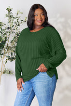 Load image into Gallery viewer, Basic Bae Full Size Ribbed Round Neck Slit Knit Top -