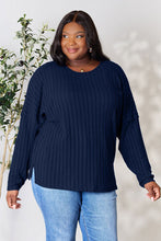 Load image into Gallery viewer, Basic Bae Full Size Ribbed Round Neck Slit Knit Top -