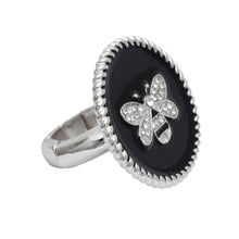 Load image into Gallery viewer, Black Bee Charm Silver Ring