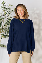 Load image into Gallery viewer, Basic Bae Full Size Ribbed Round Neck Slit Knit Top -