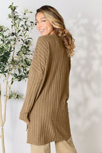 Load image into Gallery viewer, Basic Bae Full Size Ribbed Round Neck Long Sleeve Slit Top