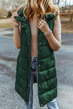 Load image into Gallery viewer, Longline Hooded Sleeveless Puffer Vest
