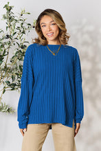 Load image into Gallery viewer, Basic Bae Full Size Ribbed Round Neck Slit Knit Top -