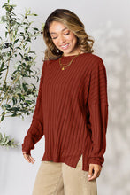 Load image into Gallery viewer, Basic Bae Full Size Ribbed Round Neck Slit Knit Top -
