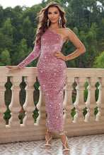 Load image into Gallery viewer, One-Shoulder Long Sleeve Dress