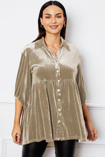Load image into Gallery viewer, Velvet Tiered Button Up Collared Neck Shirt