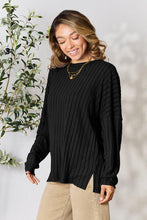 Load image into Gallery viewer, Basic Bae Full Size Ribbed Round Neck Slit Knit Top -