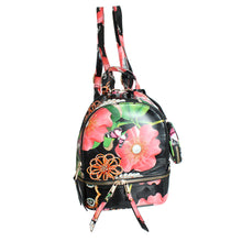Load image into Gallery viewer, Black Floral Backpack Set